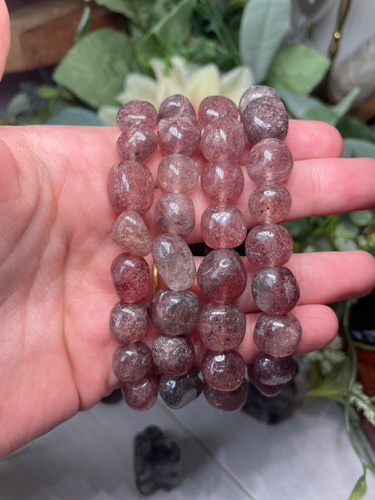 Muscovite included quartz tumble bracelets