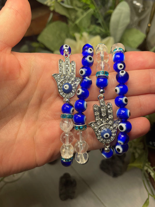 Clear Quartz and Evil Eye bracelet