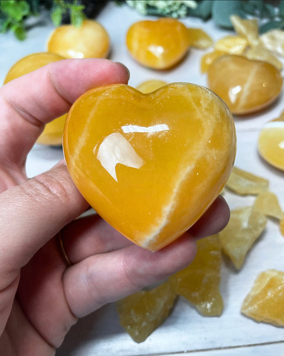 Orange Calcite Heart