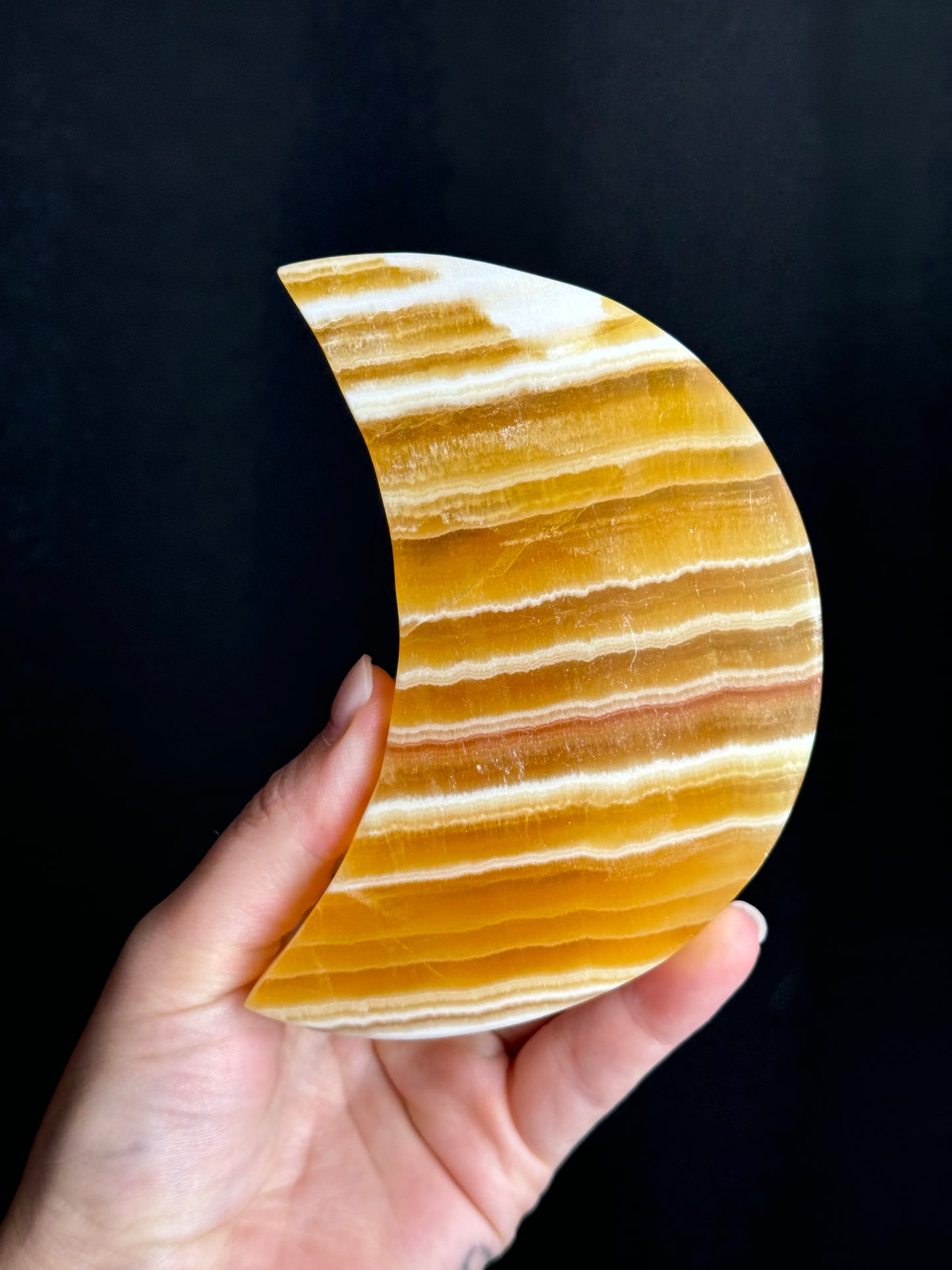 Banded Orange Calcite Moon