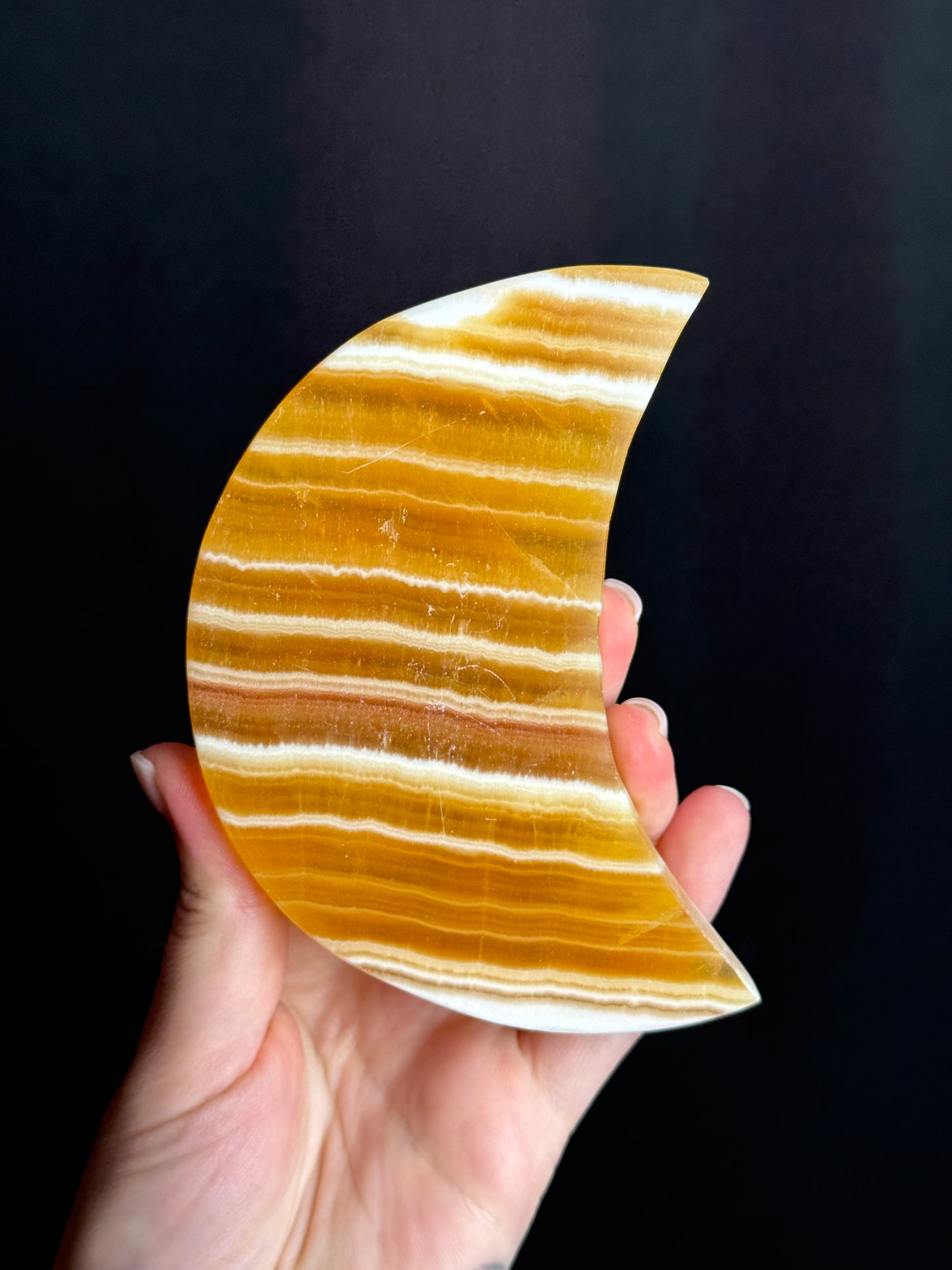 Banded Orange Calcite Moon