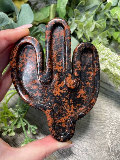 Mahogany Obsidian Cactus Dish