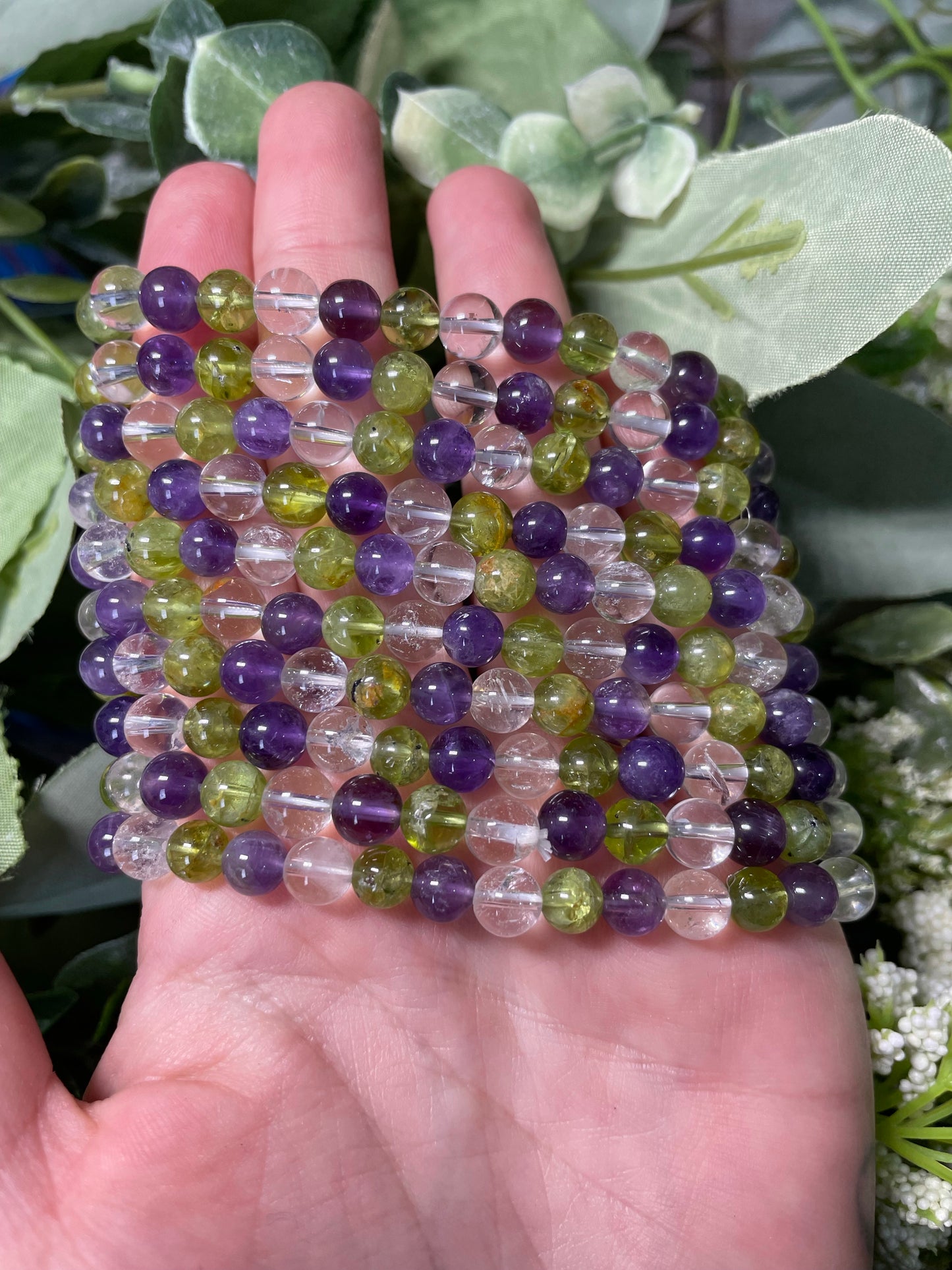 Amethyst, Peridot, and Clear Quartz Combo