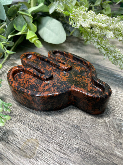 Mahogany Obsidian Cactus Dish