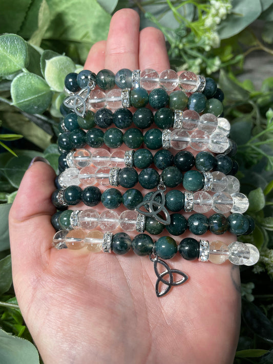 Moss Agate and Clear Quartz Combo