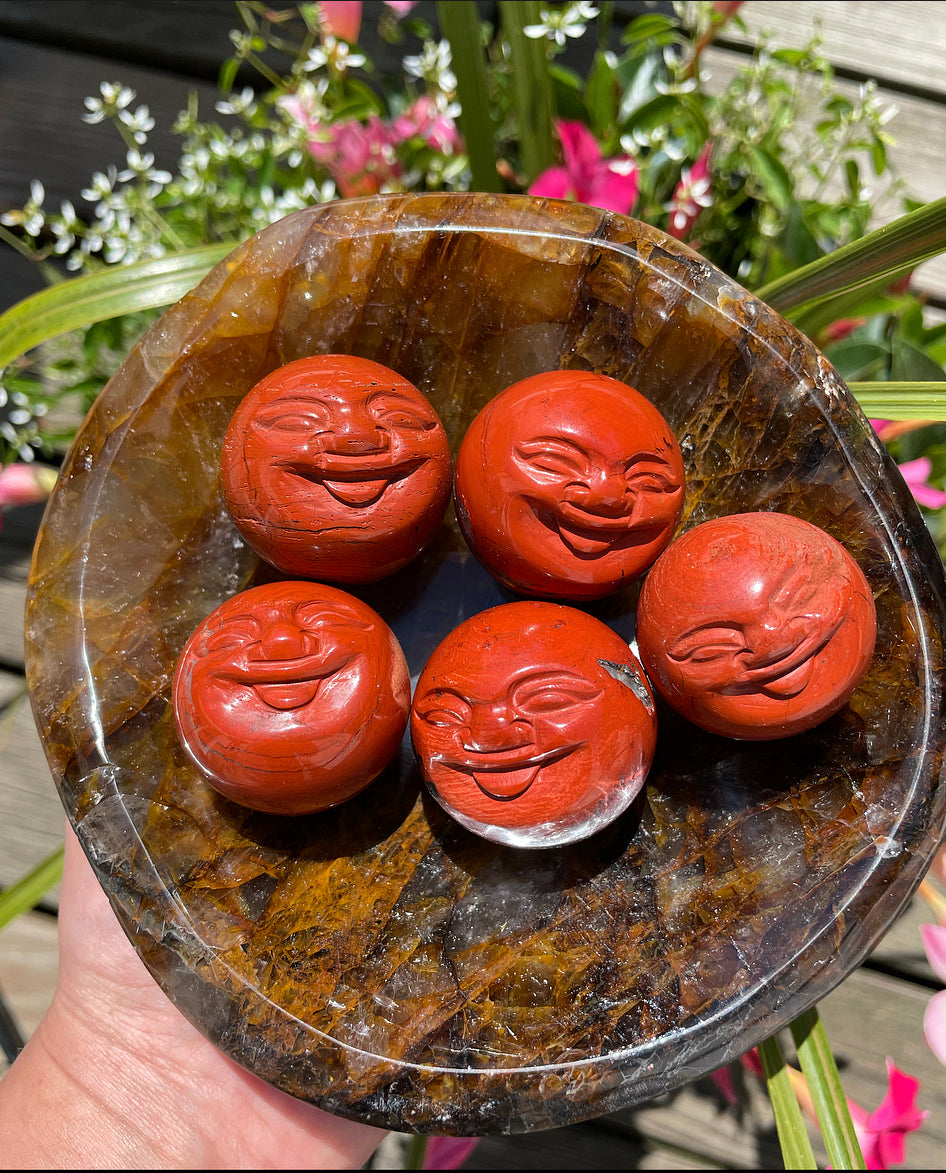 Red Jasper Moon Face