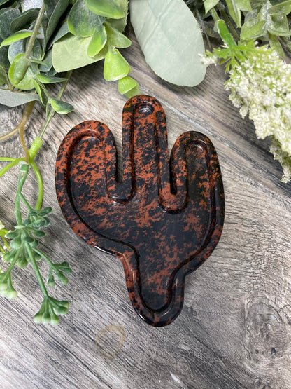 Mahogany Obsidian Cactus Dish